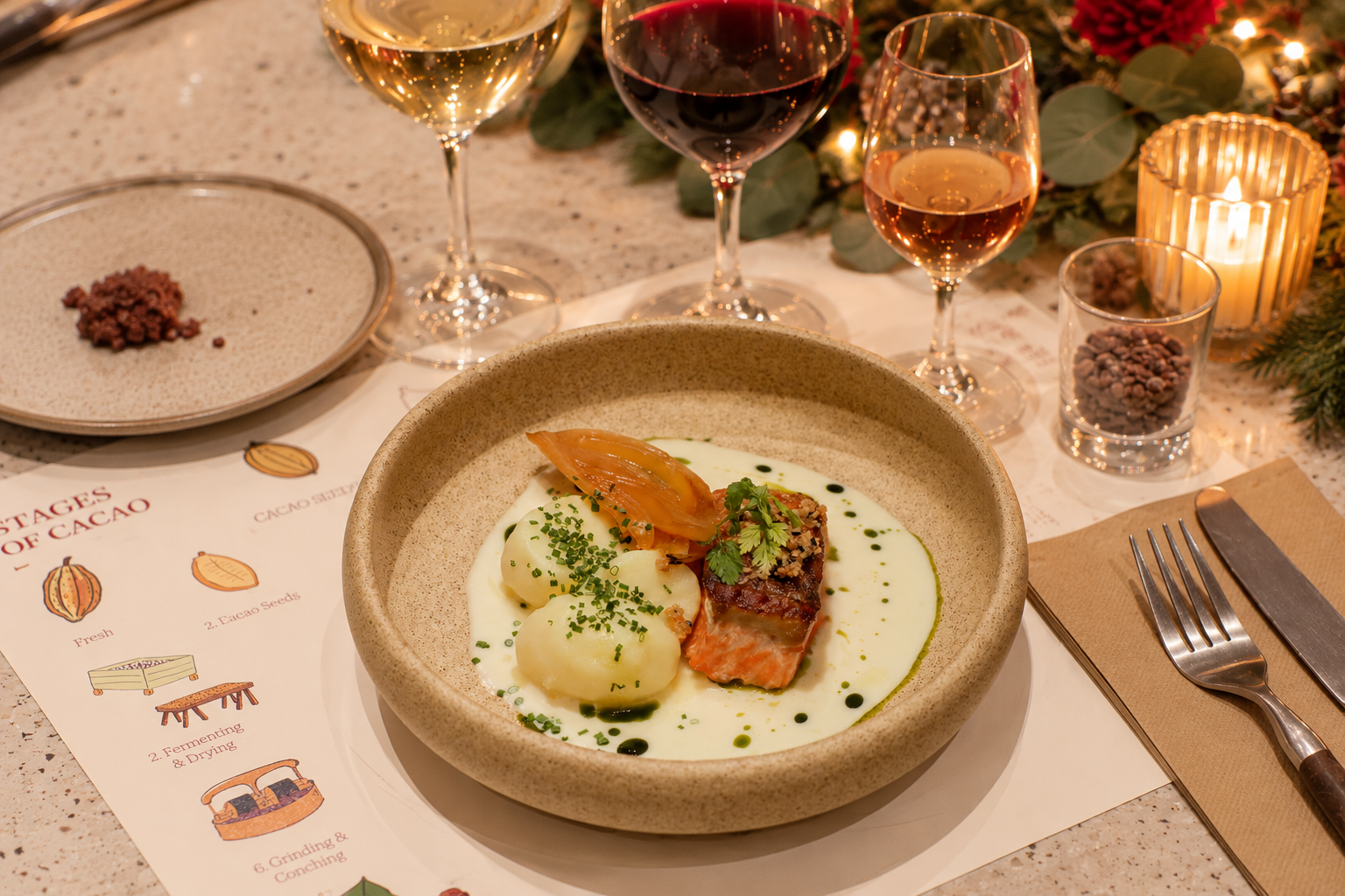 Bean to Table Dinner & Wine Pairing Experience: Uncover the Cacao Story